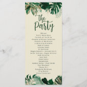 Tropisch gebladerte & bladeren chique huwelijkscer programmakaart (Achterkant)