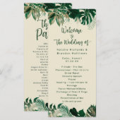 Tropisch gebladerte & bladeren chique huwelijkscer programmakaart (Voorkant / Achterkant)