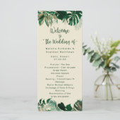 Tropisch gebladerte & bladeren chique huwelijkscer programmakaart (Staand voorkant)