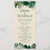 Tropisch gebladerte & bladeren chique huwelijkscer programmakaart (Voorkant)