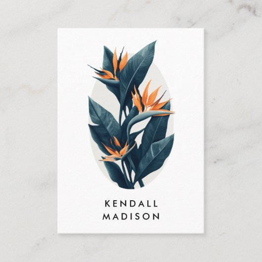 Tropisch gebladerte Botanische moderne QR-code Visitekaartje (Voorkant)