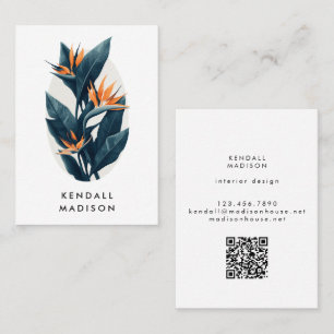 Tropisch gebladerte Botanische moderne QR-code Visitekaartje