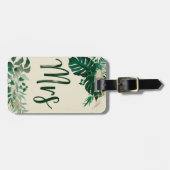 Tropisch gebladerte bruid Trendy Mrs Honeymoon Tra Bagagelabel (Voorkant horizontaal)