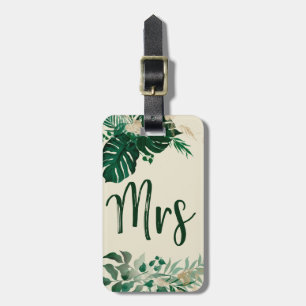 Tropisch gebladerte bruid Trendy Mrs Honeymoon Tra Bagagelabel