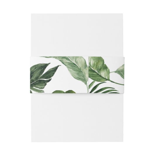 Tropisch gebladerte bruiloft buik band uitnodigingen wikkel (Achterkant Voorbeeld)