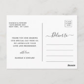 Tropisch gebladerte bruiloft foto zwart dank u briefkaart (Achterkant)