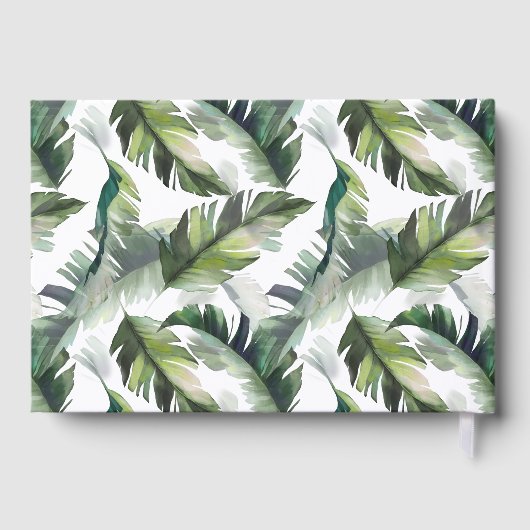 Tropisch gebladerte bruiloft groen & goud gastenboek (Achterkant)