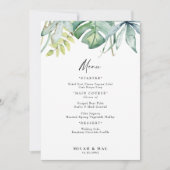 Tropisch gebladerte Bruiloft Receptie Menu Kaart (Voorkant)