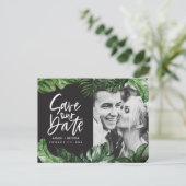 Tropisch gebladerte en handbelettering foto bruilo briefkaart (Staand voorkant)