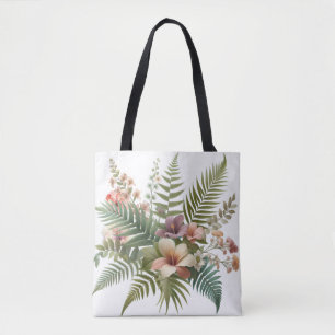 Tropisch gebladerte en Hibiscus Floral Tote Bag