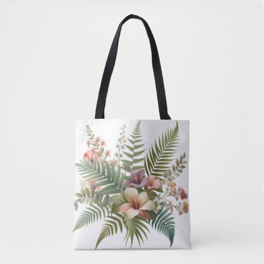 Tropisch gebladerte en Hibiscus Floral Tote Bag (Voorkant)