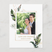 Tropisch gebladerte gouden bruiloft foto dank u briefkaart (Voorkant)