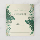 Tropisch gebladerte groen blad Trouwtafel nummer Plaatskaartje (Buitenkant ongevouwen)