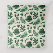 Tropisch gebladerte groen blad Trouwtafel nummer Plaatskaartje (Binnenkant ongevouwen)