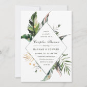 Tropisch gebladerte groene koppels douche kaart (Voorkant)