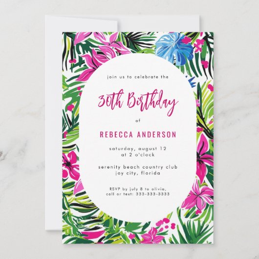 Tropisch gebladerte Hawaii Luau 30ste verjaardagsf Kaart (Voorkant)