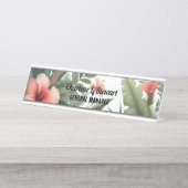 Tropisch gebladerte Hibiscus Desk Naam Bord Bureau Naambordje (Voorkant)