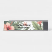 Tropisch gebladerte Hibiscus Desk Naam Bord Bureau Naambordje (Voorkant)