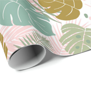 Tropisch gebladerte - Monstera en palmblad patroon Cadeaupapier