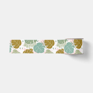 Tropisch gebladerte - Monstera en palmblad patroon Grosgrain Lint