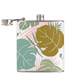 Tropisch gebladerte - Monstera en palmblad patroon Heupfles