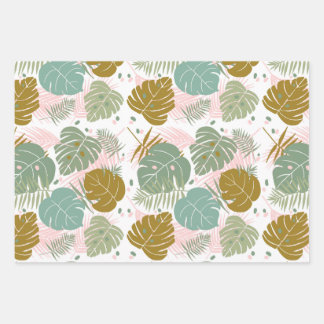 Tropisch gebladerte - Monstera en palmblad patroon Inpakpapier Vel