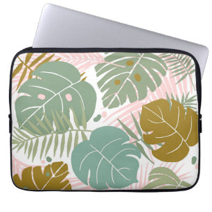 Tropisch gebladerte - Monstera en palmblad patroon Laptop Sleeve
