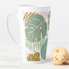 Tropisch gebladerte - Monstera en palmblad patroon Latte Mok