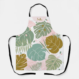 Tropisch gebladerte - Monstera en palmblad patroon Schort