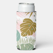 Tropisch gebladerte - Monstera en palmblad patroon Seltzer Blikjeskoeler (Seltzer Achterkant)