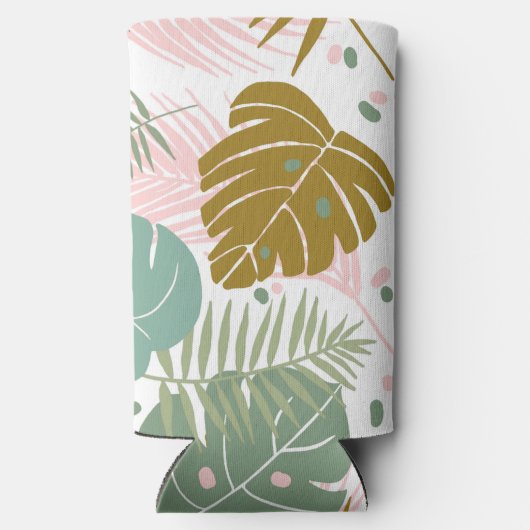 Tropisch gebladerte - Monstera en palmblad patroon Seltzer Blikjeskoeler (Achterkant)