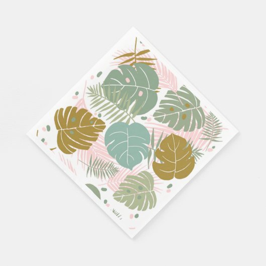 Tropisch gebladerte - Monstera en palmblad patroon Servet (Hoek)