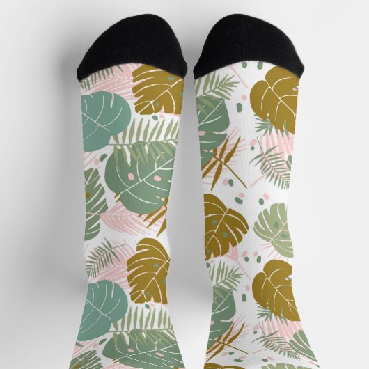 Tropisch gebladerte - Monstera en palmblad patroon Sokken (Top)