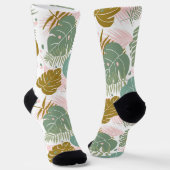Tropisch gebladerte - Monstera en palmblad patroon Sokken (Gebogen)