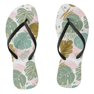 Tropisch gebladerte - Monstera en palmblad patroon Teenslippers