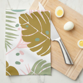 Tropisch gebladerte - Monstera en palmblad patroon Theedoek