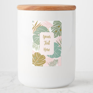Tropisch gebladerte - Monstera en palmblad patroon Voedselcontainer Etiket