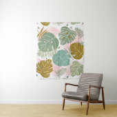 Tropisch gebladerte - Monstera en palmblad patroon Wandkleed (In situ)