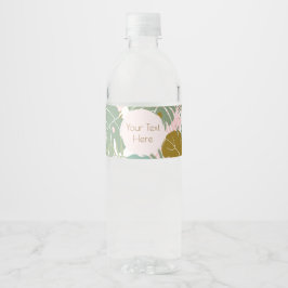 Tropisch gebladerte - Monstera en palmblad patroon Waterfles Etiket