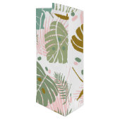 Tropisch gebladerte - Monstera en palmblad patroon Wijn Cadeautas (Achterkant Gekanteld)