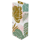 Tropisch gebladerte - Monstera en palmblad patroon Wijn Cadeautas (Voorkant Gekanteld)
