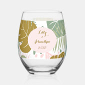 Tropisch gebladerte - Monstera en palmblad patroon Wijnglas Zonder Voet (Voorkant)