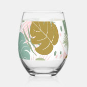 Tropisch gebladerte - Monstera en palmblad patroon Wijnglas Zonder Voet (Achterkant)