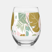 Tropisch gebladerte - Monstera en palmblad patroon Wijnglas Zonder Voet (Rechts)