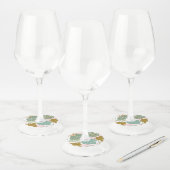 Tropisch gebladerte - Monstera en palmblad patroon Wijnglaslabel (Set)