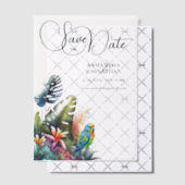 Tropisch gebladerte papegaai weelderig oerwoud blo vellum uitnodigingen (Offset (Uitnodiging))