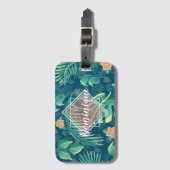Tropisch gebladerte patroon gepersonaliseerd Bagag Bagagelabel (Voorkant (verticaal))