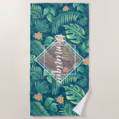 Tropisch gebladerte patroon gepersonaliseerde stra strandlaken (Voorkant)