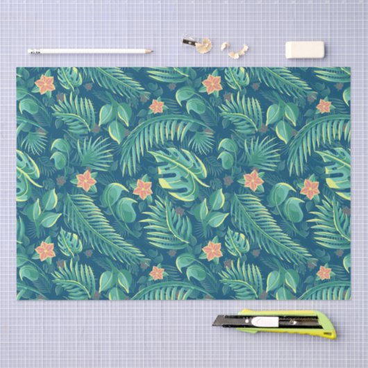 Tropisch gebladerte patroon weefsel papier (Craft)