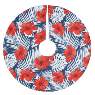 Tropisch gebladerte rode bloemenhibiscus Kerstmi Kerstboom Rok